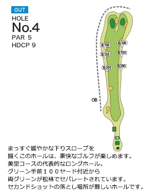 岡部チサンカントリークラブ 美里OUT4番ホール コース図