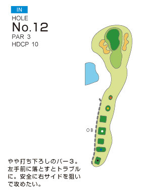 鹿島の杜カントリー倶楽部 IN12番ホール コース図