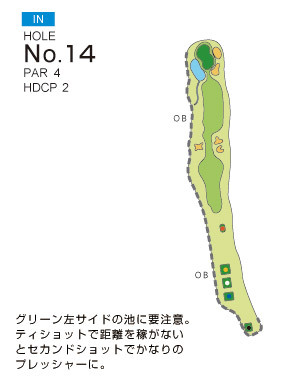 鹿島の杜カントリー倶楽部 IN14番ホール コース図
