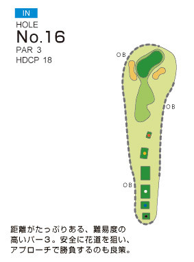 鹿島の杜カントリー倶楽部 IN16番ホール コース図