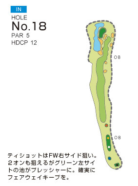 鹿島の杜カントリー倶楽部 IN18番ホール コース図