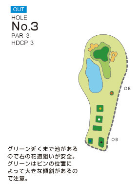 鹿島の杜カントリー倶楽部 OUT3番ホール コース図