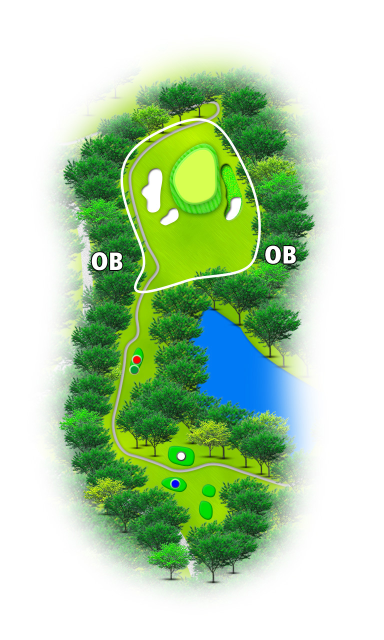 玉川カントリークラブ OUT9番ホール コース図