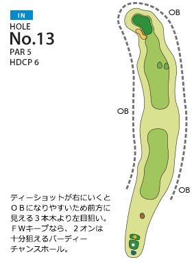 枚方国際ゴルフ倶楽部 IN13番ホール コース図