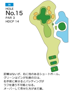 玉造ゴルフ倶楽部 捻木コース IN15番ホール コース図