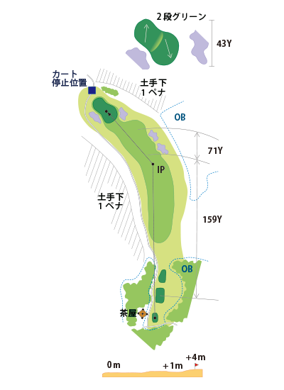 胎内高原ゴルフ倶楽部 IN15番ホール コース図