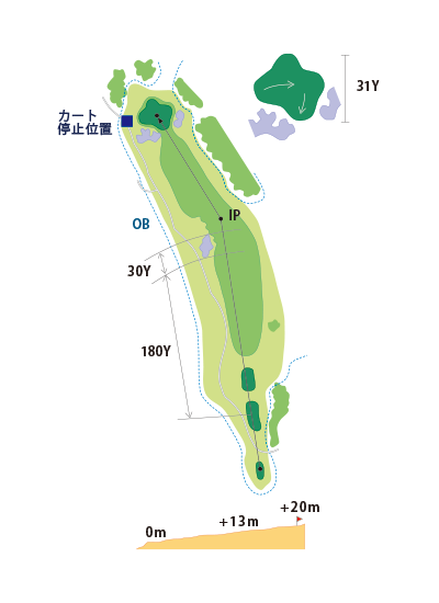 胎内高原ゴルフ倶楽部 IN17番ホール コース図