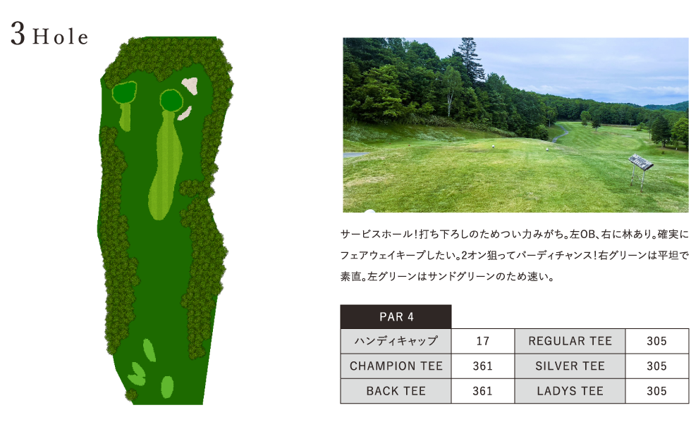グレート旭川カントリー倶楽部 OUT3番ホール コース図