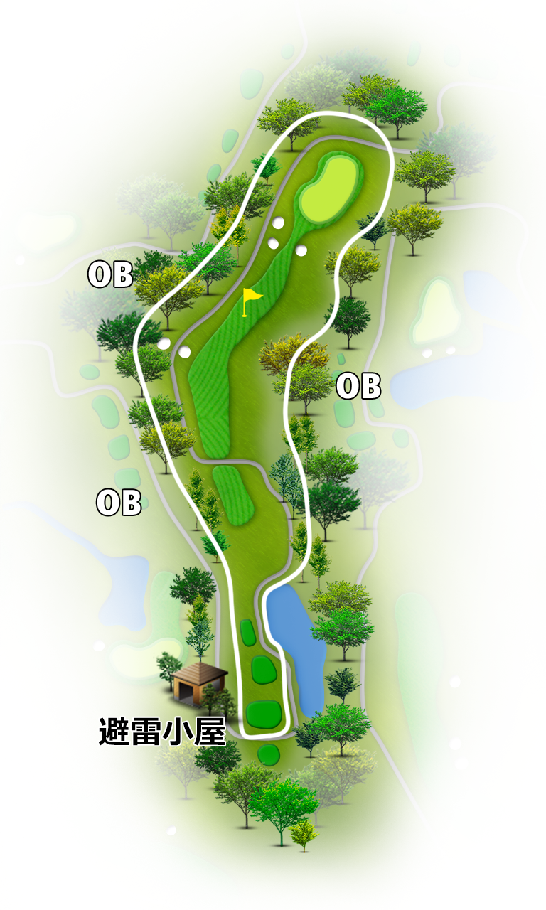 奈良名阪ゴルフクラブ 東8番ホール コース図