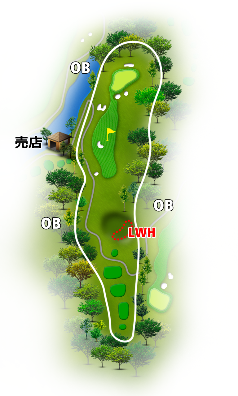 奈良名阪ゴルフクラブ 西6番ホール コース図