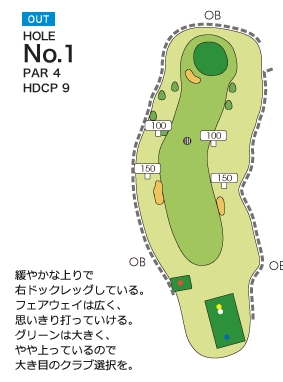 チサンカントリークラブ銭凾 OUT1番ホール コース図