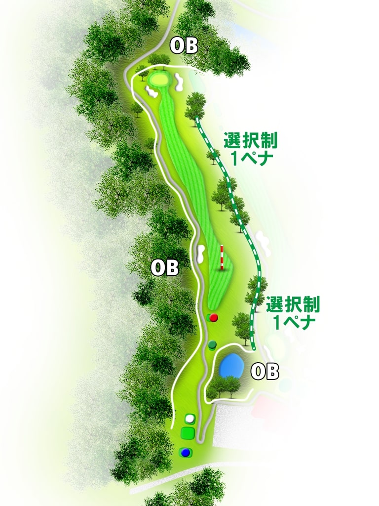 山形南カントリークラブ OUT1番ホール コース図