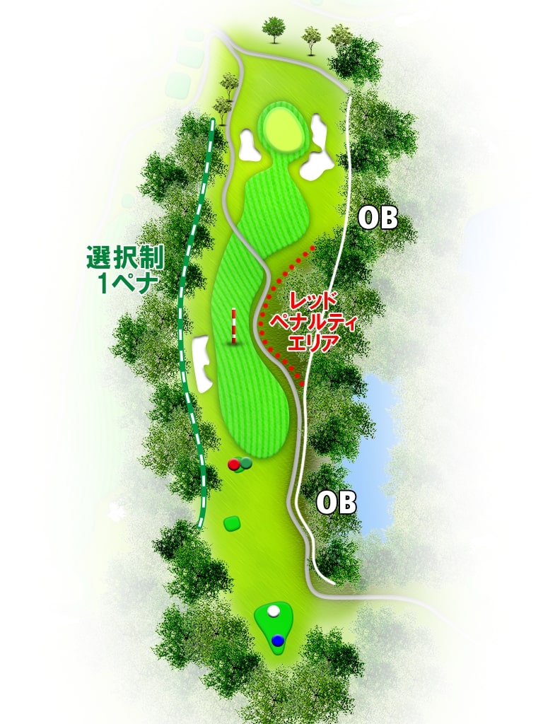 山形南カントリークラブ OUT2番ホール コース図