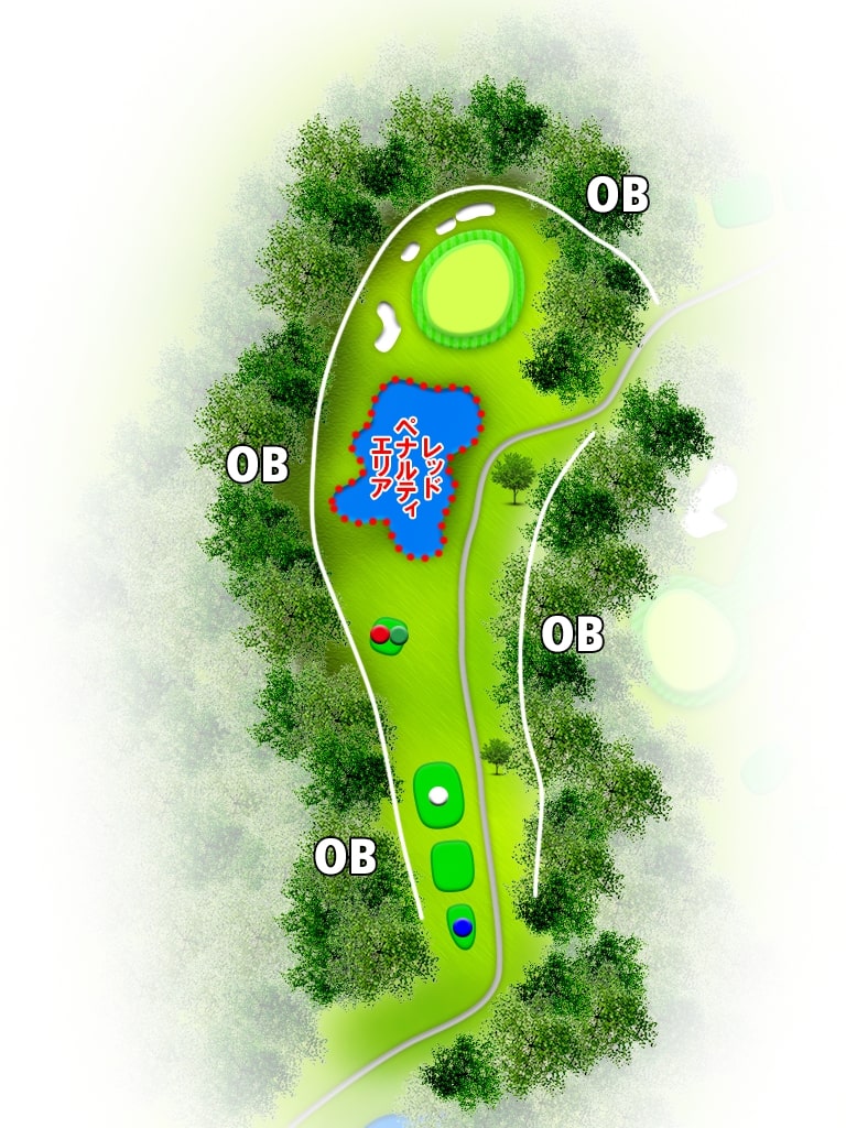 山形南カントリークラブ OUT4番ホール コース図