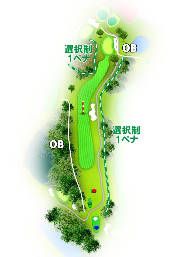 山形南カントリークラブ OUT9番ホール コース図