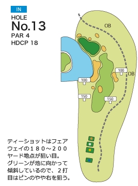 ピートダイゴルフクラブ ＶＩＰコース IN13番ホール コース図