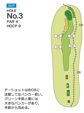 ピートダイゴルフクラブ ＶＩＰコース OUT3番ホール コース図