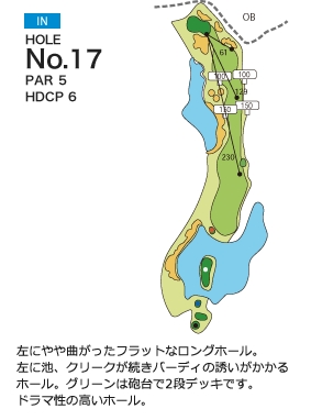 かさぎゴルフ倶楽部 IN17番ホール コース図
