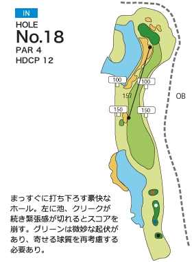 かさぎゴルフ倶楽部 IN18番ホール コース図