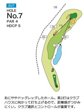 かさぎゴルフ倶楽部 OUT7番ホール コース図