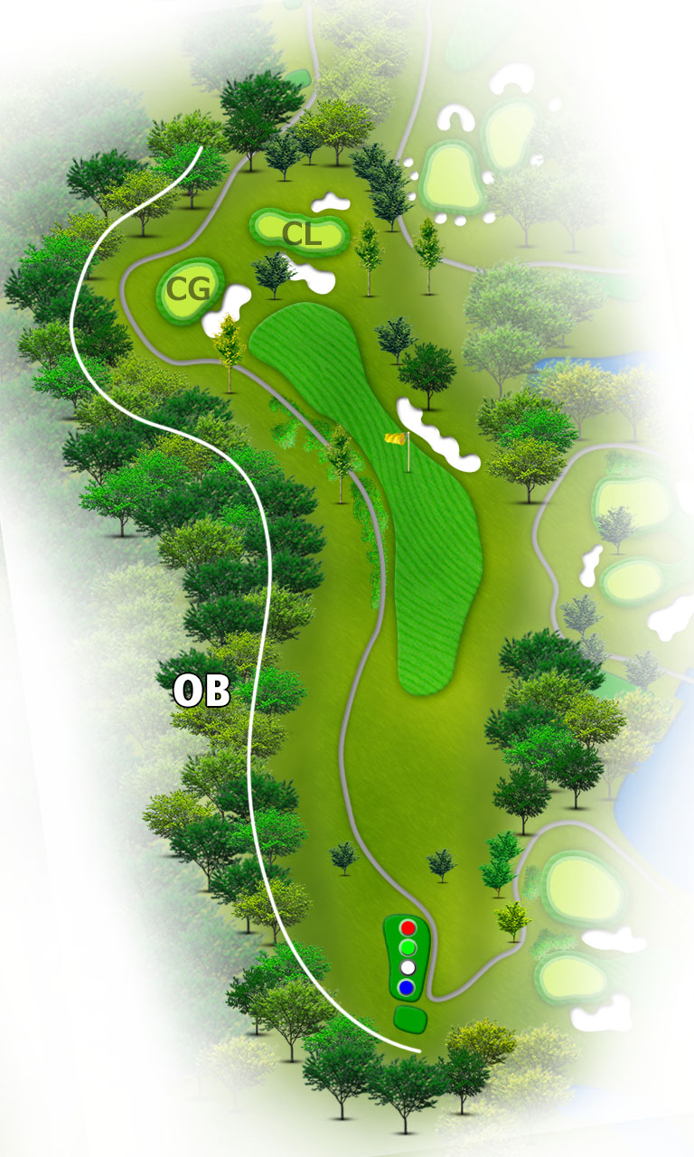 スカイウェイカントリークラブ OUT8番ホール コース図