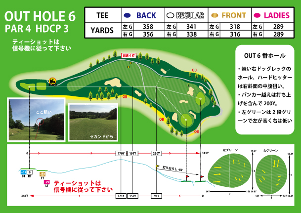 麗澤瑞浪ゴルフ倶楽部 屏風山コース （旧 瑞浪高原ゴルフ倶楽部 南コース） 屏風山6番ホール コース図