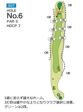 新千歳カントリークラブ ハマナスOUT6番ホール コース図