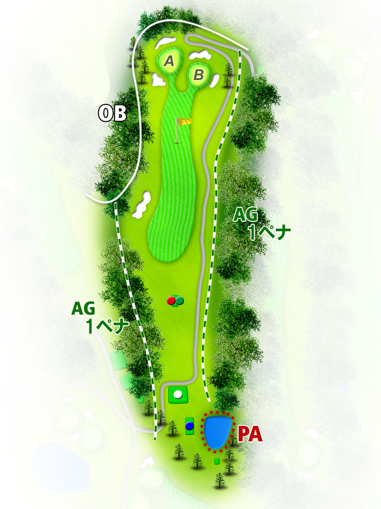 十里木カントリークラブ IN12番ホール コース図
