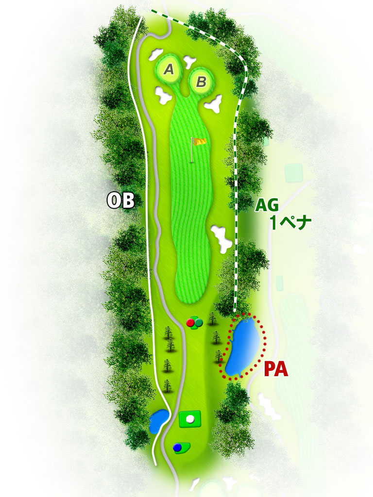 十里木カントリークラブ IN16番ホール コース図