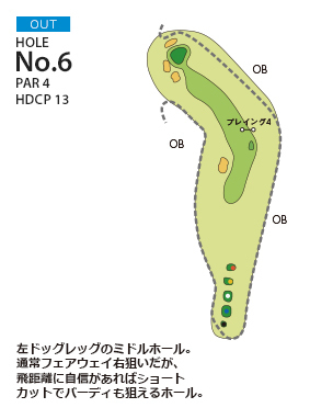 武庫ノ台ゴルフコース OUT6番ホール コース図