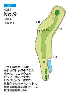 武庫ノ台ゴルフコース OUT9番ホール コース図