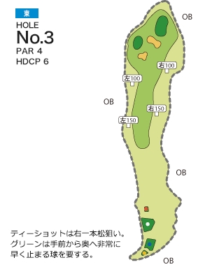 新城カントリー倶楽部 東3番ホール コース図