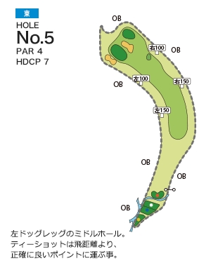 新城カントリー倶楽部 東5番ホール コース図