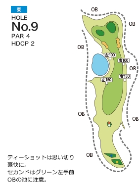 新城カントリー倶楽部 東9番ホール コース図