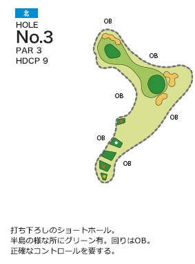 新城カントリー倶楽部 北3番ホール コース図