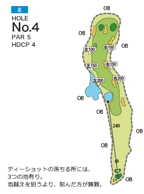 新城カントリー倶楽部 北4番ホール コース図