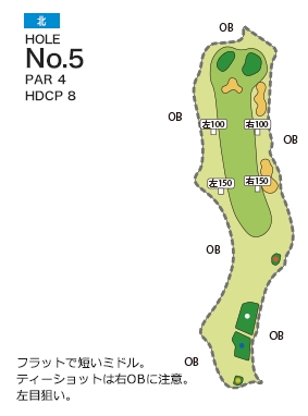 新城カントリー倶楽部 北5番ホール コース図