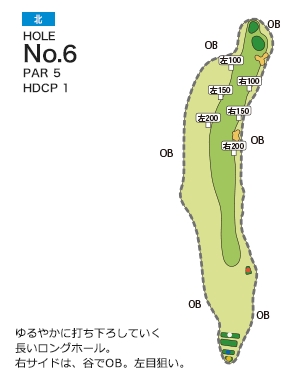 新城カントリー倶楽部 北6番ホール コース図