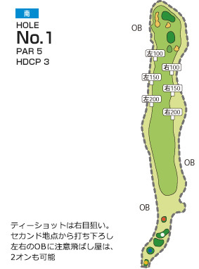 新城カントリー倶楽部 南1番ホール コース図