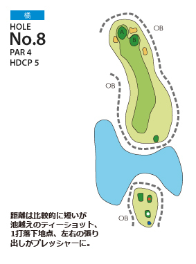 宮崎国際ゴルフ倶楽部 橘8番ホール コース図