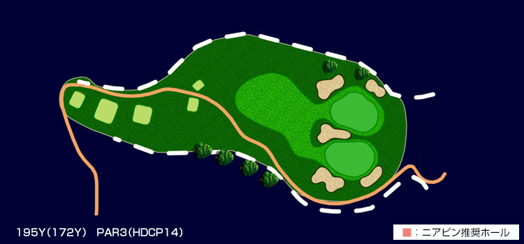森林公園ゴルフ倶楽部(埼玉県) IN14番ホール コース図