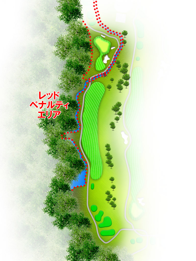 青島ゴルフ倶楽部 IN16番ホール コース図