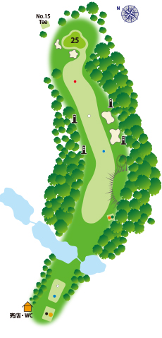 茨城ゴルフ倶楽部 東IN14番ホール コース図