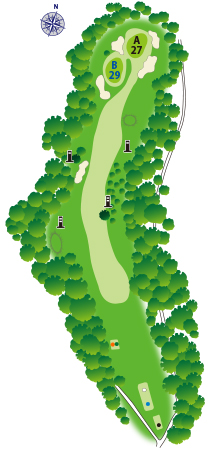 茨城ゴルフ倶楽部 西OUT9番ホール コース図