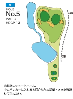 皐月ゴルフ倶楽部 鹿沼コース 東コース5番ホール コース図