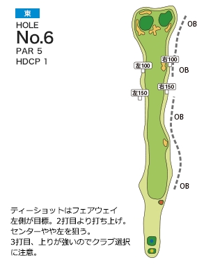 皐月ゴルフ倶楽部 鹿沼コース 東コース6番ホール コース図