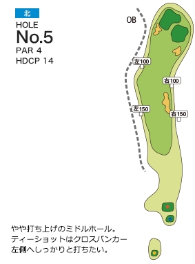 皐月ゴルフ倶楽部 鹿沼コース 北コース5番ホール コース図