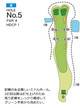 皐月ゴルフ倶楽部 鹿沼コース 南コース5番ホール コース図