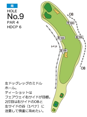 皐月ゴルフ倶楽部 鹿沼コース 南コース9番ホール コース図