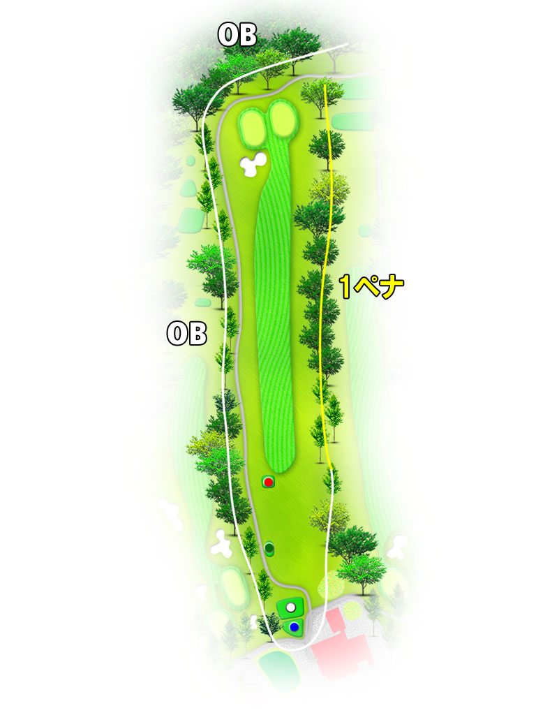 大厚木カントリークラブ桜コース OUT1番ホール コース図